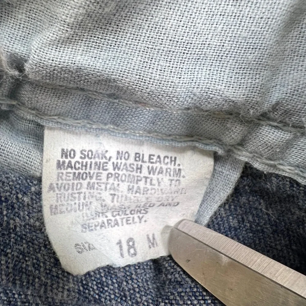 OshKosh B'gosh Denim Shortalls Kids 18M Blue Acid Wash VTG 80s Made in USA